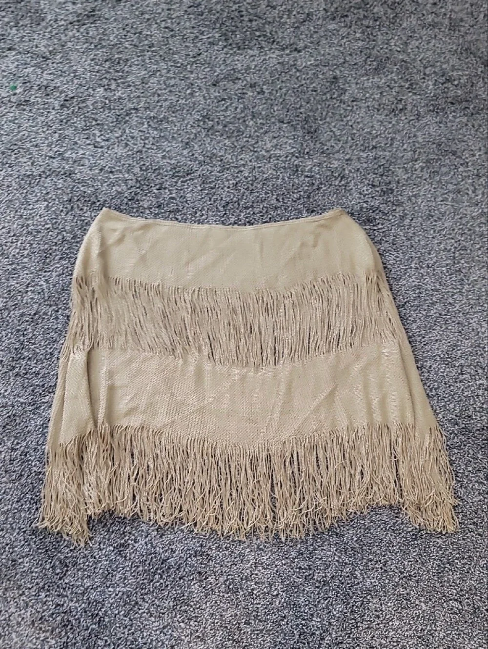 Fringe Mini Skirt in Beige